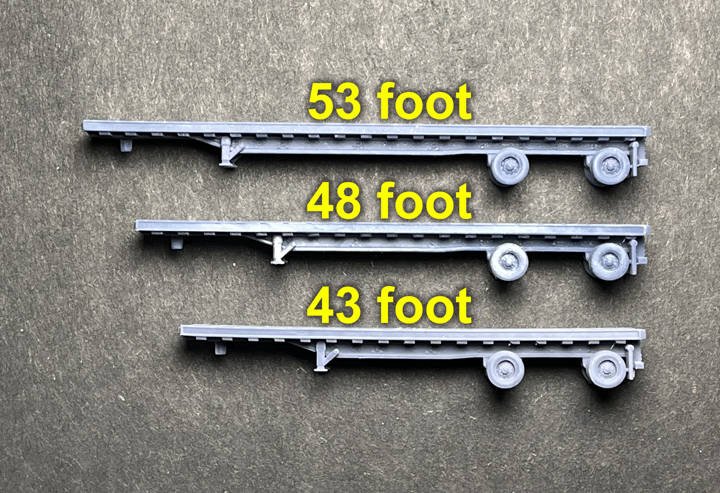 UNPAINTED N Scale (1:160 or 12mm) 53 foot Flatbed Trailer (trailer only) - NOT A TOY