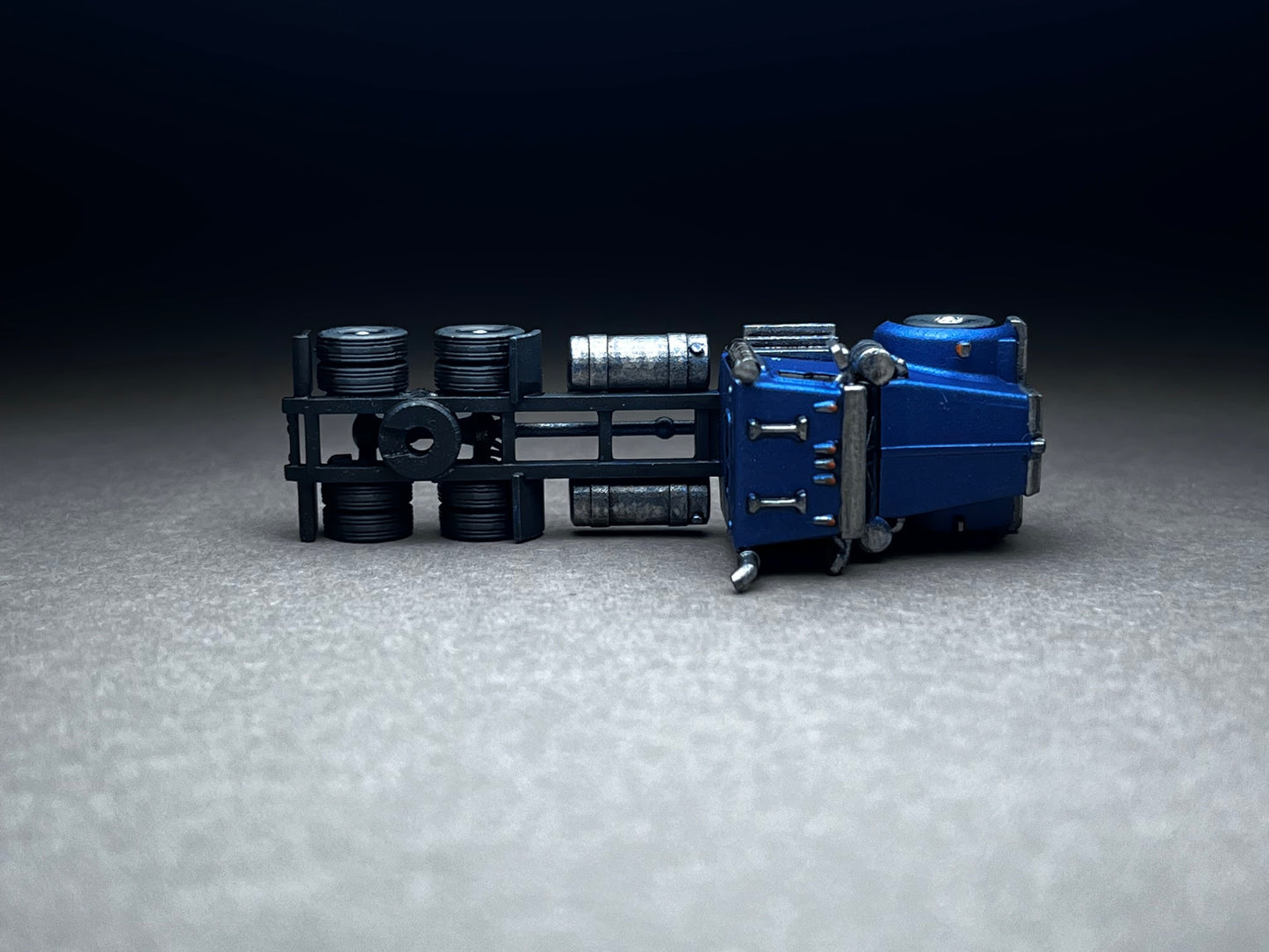 UNPAINTED N Scale (1:160 or 12mm) W900 Semi with updated V2 Flatbed Trailer - NOT A TOY