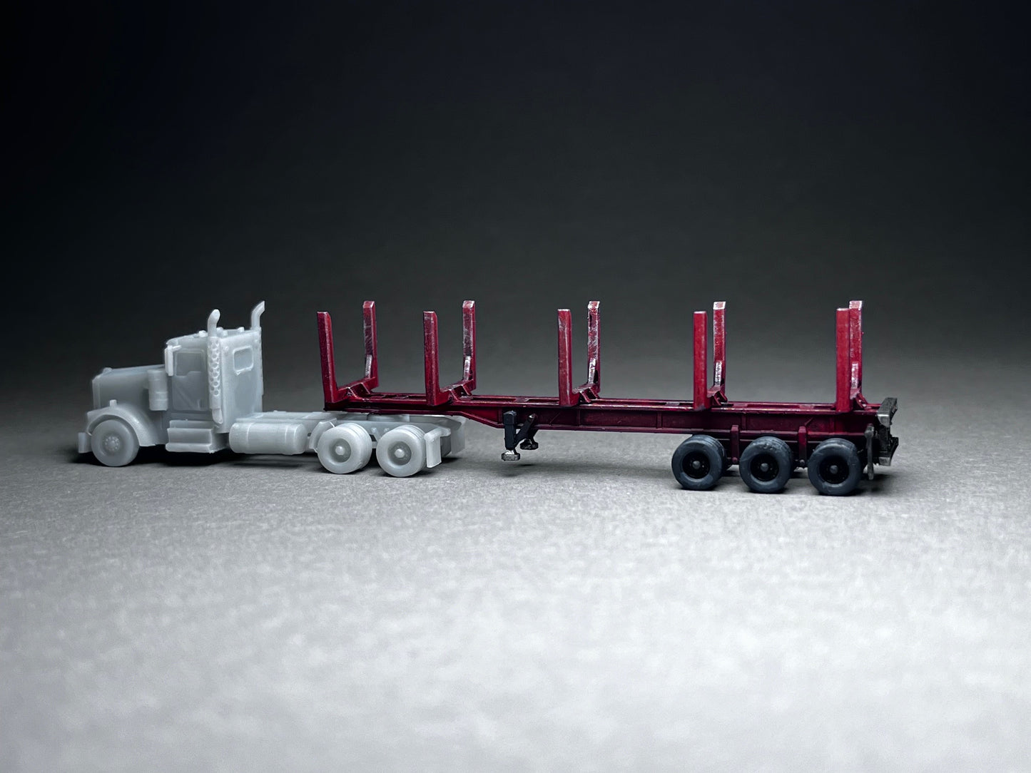 UNPAINTED N Scale (1:160 or 12mm) Logging Trailer Flat-frame (no truck, trailer only) - NOT A TOY