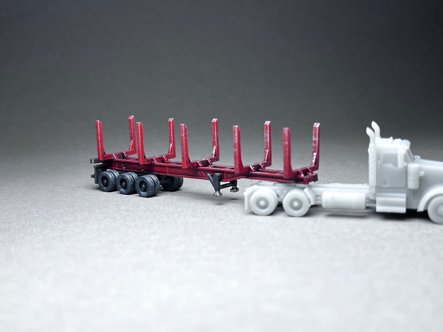 UNPAINTED N Scale (1:160 or 12mm) Logging Trailer Flat-frame (no truck, trailer only) - NOT A TOY