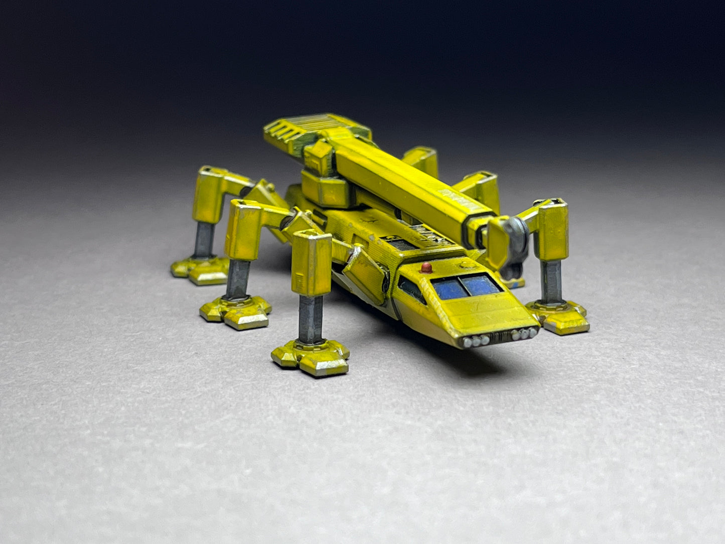 6-8mm scale - All-Terrain Heavy Crane Walker - Variant B (folded, in-transport) - large vehicle (3.5 inches or 65mm)- UNPAINTED, This is NOT a toy!