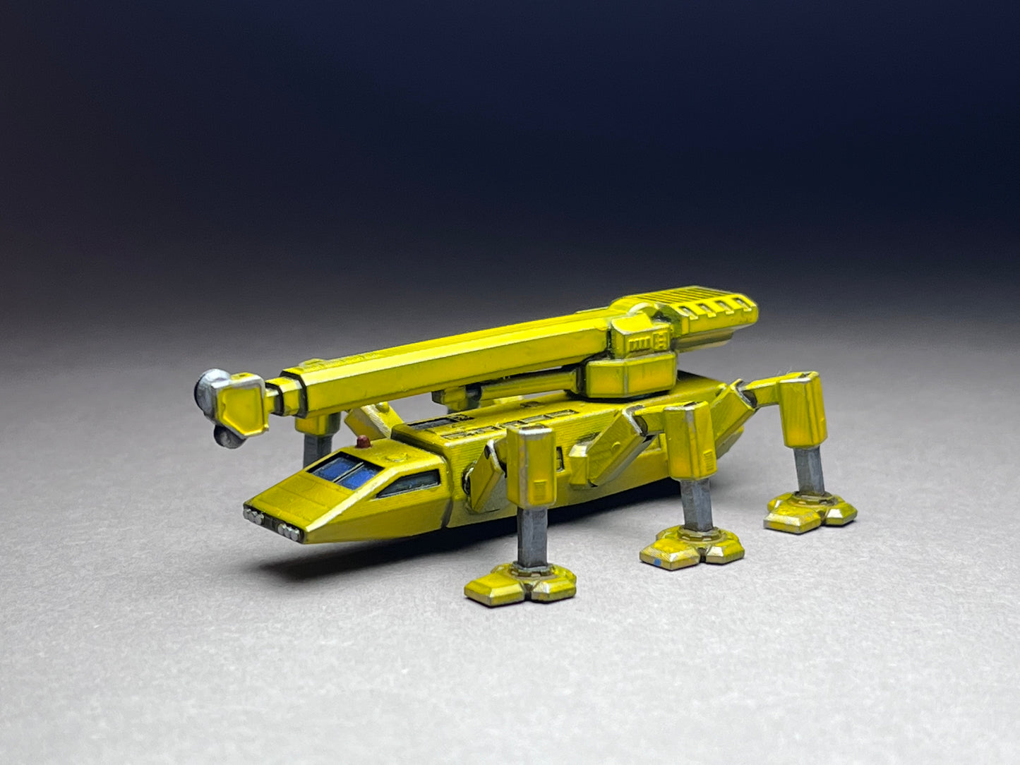6-8mm scale - All-Terrain Heavy Crane Walker - Variant B (folded, in-transport) - large vehicle (3.5 inches or 65mm)- UNPAINTED, This is NOT a toy!