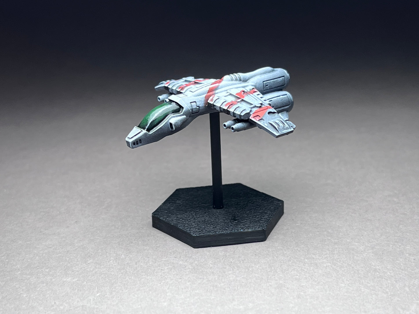 6-8mm scale - Gurkha Multirole AS Fighter (aerospace) - UNPAINTED - Base and stand included!- This is NOT a toy!