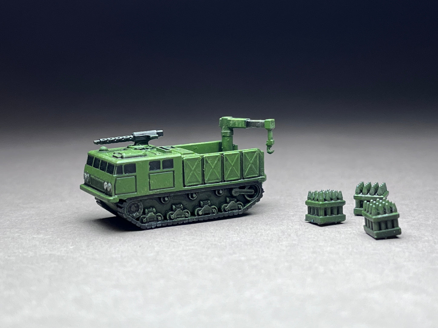 6-8mm scale - Tracked Utility Tractor, Ammo Truck, Extreme Terrain Vehicle- UNPAINTED, This is NOT a toy!