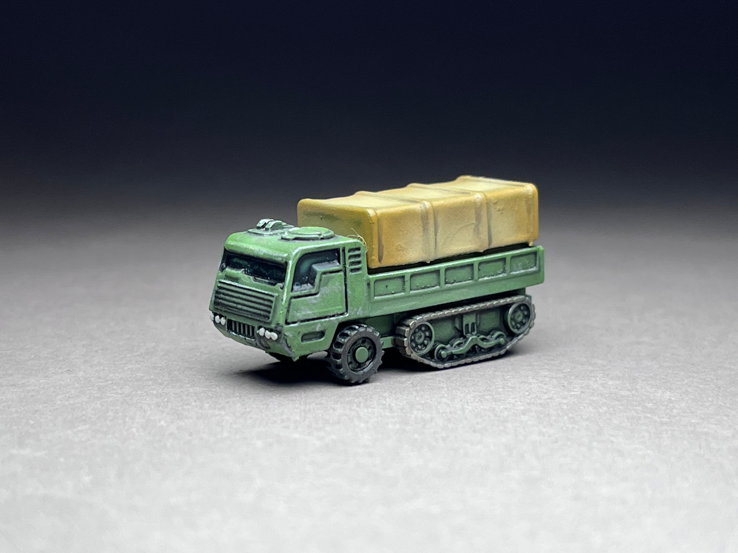 6-8mm scale - Half-track w/ removable canopy and cargo.- UNPAINTED, This is NOT a toy!