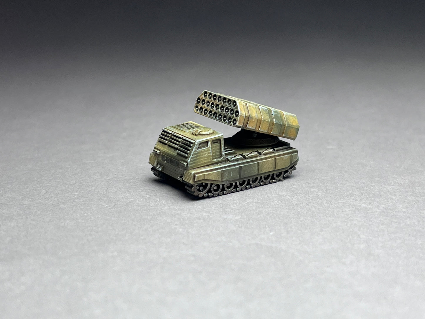 6-8mm scale - One (1) MLRS Multiple Launch Rocket System (1 vehicle, 2 missile pods) -UNPAINTED, This is NOT a toy!