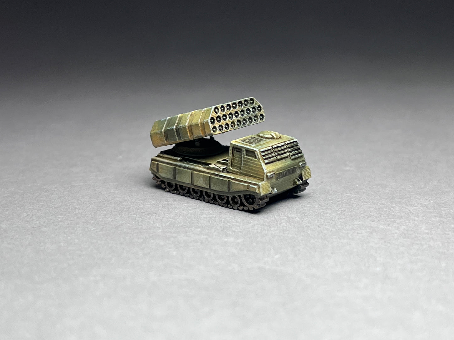 6-8mm scale - One (1) MLRS Multiple Launch Rocket System (1 vehicle, 2 missile pods) -UNPAINTED, This is NOT a toy!