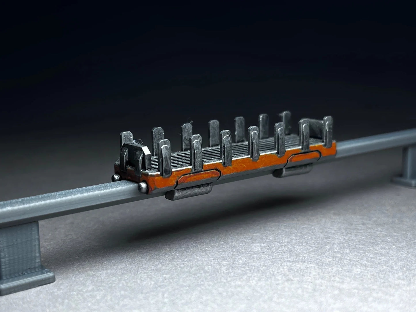 6-8mm scale - Monorail Stake Car - UNPAINTED, This is NOT a toy - tracks are not included, please read description!