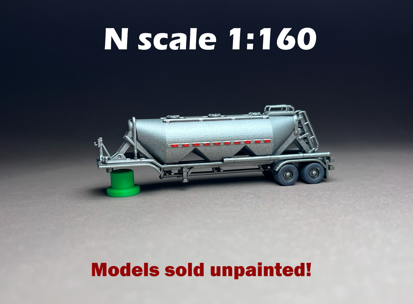 UNPAINTED N Scale (1:160 or 12mm) Pneumatic dry bulk commodity trailer - NOT A TOY