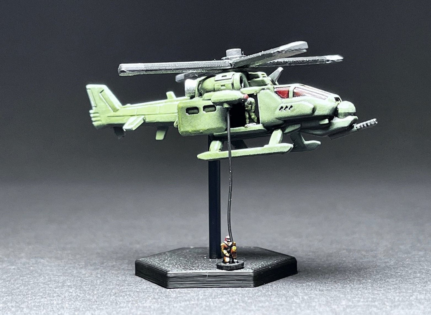 6-8mm scale - "Black Moth" Search and Rescue - 8 pieces, flight stand, 2x pilot figures and PLA hexes included - UNPAINTED, This is NOT a toy!