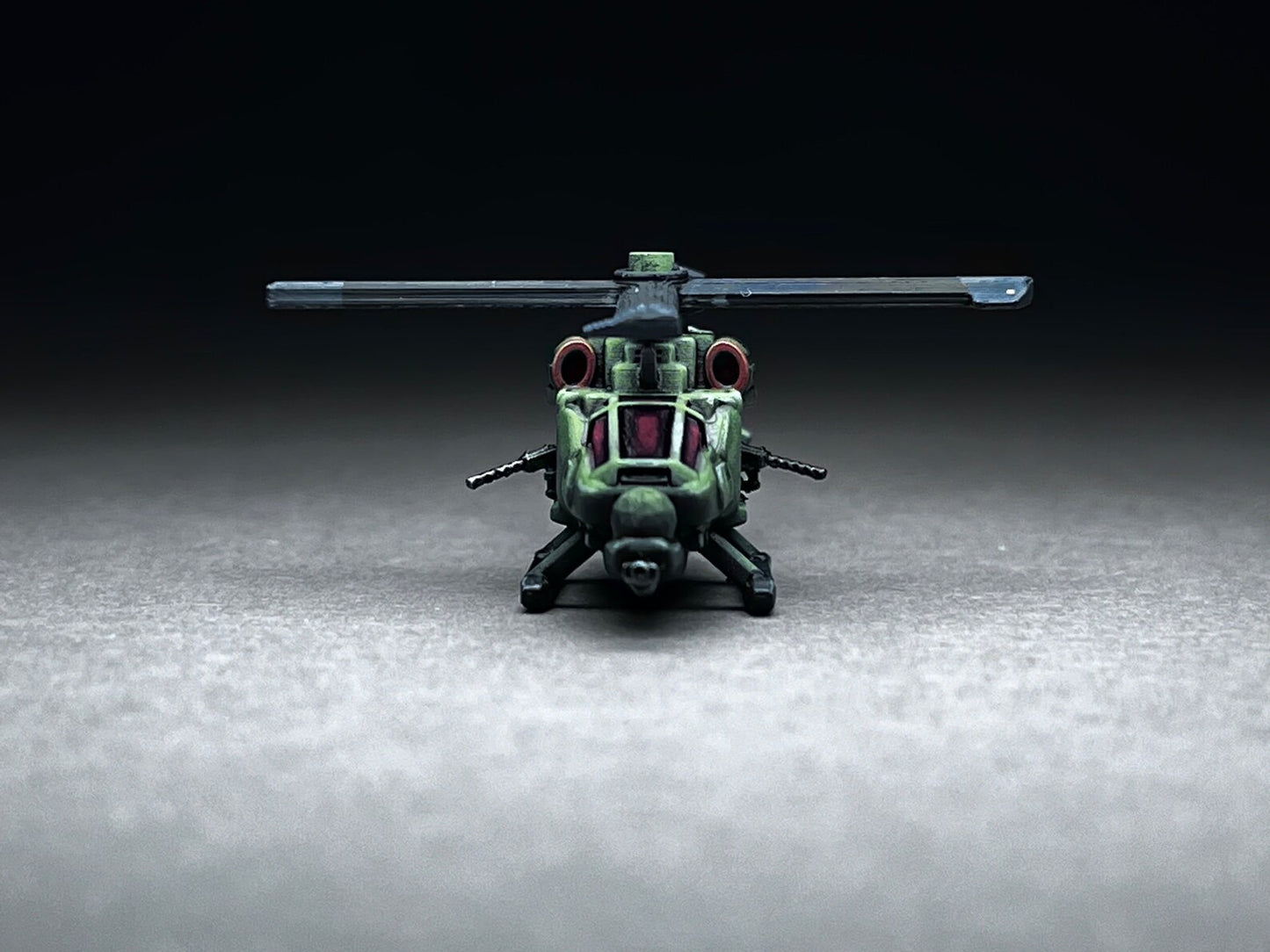 6-8mm scale - "Black Moth" Lancer - flex-printed door gunners, adjustable pitch, tough rotating blades, stand included, - UNPAINTED, This is NOT a toy!