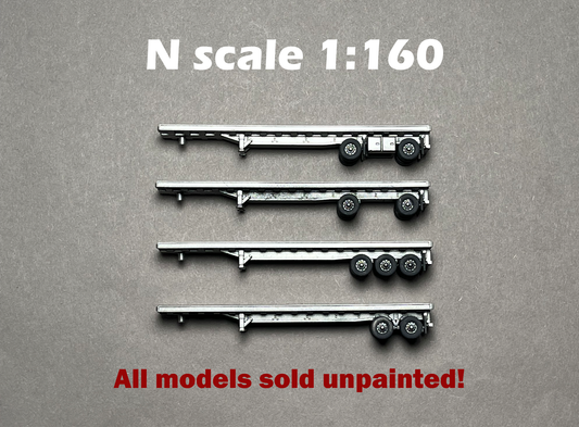 UNPAINTED N Scale (1:160 or 12mm) v2 Flatbed Trailer (trailer only) - NOT A TOY