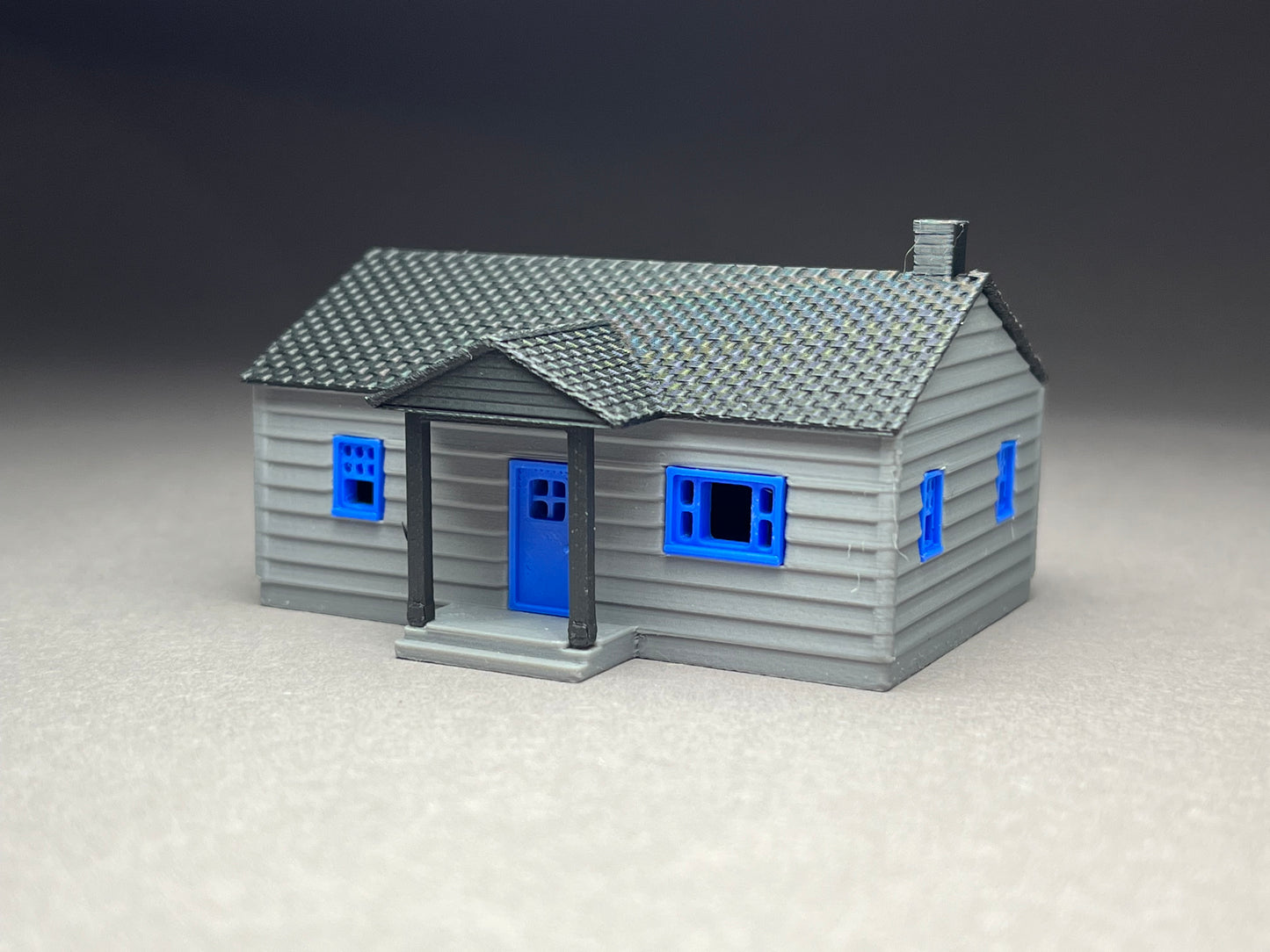 N Scale printed in COLOR! Crackerbox House with awning. Requires assembly. NOT a toy!