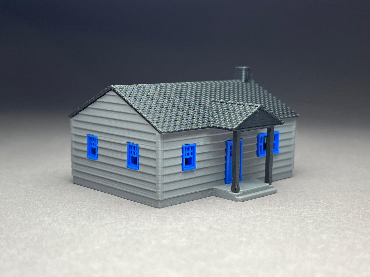 N Scale printed in COLOR! Crackerbox House with awning. Requires assembly. NOT a toy!