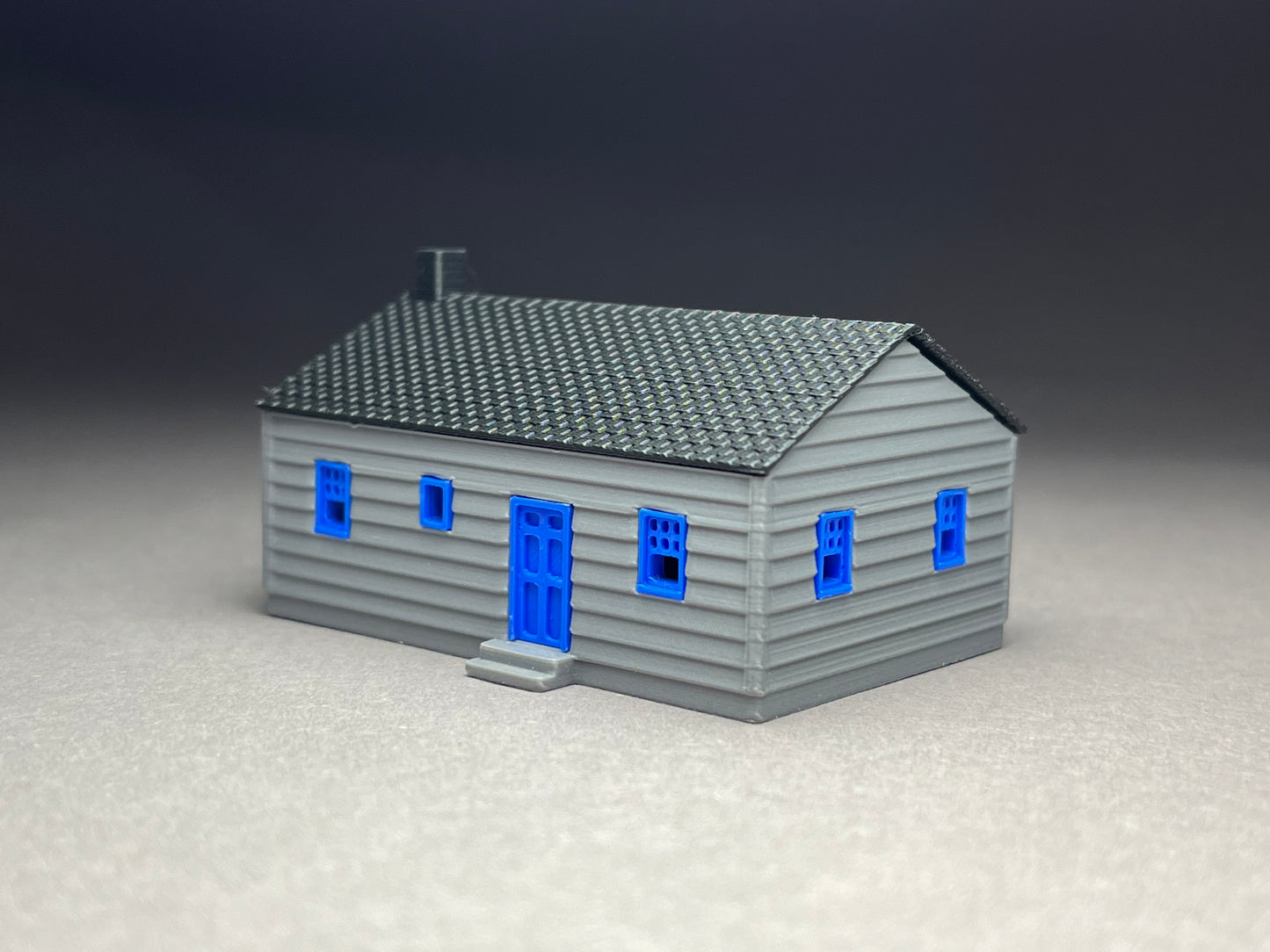 N Scale printed in COLOR! Crackerbox House with awning. Requires assembly. NOT a toy!
