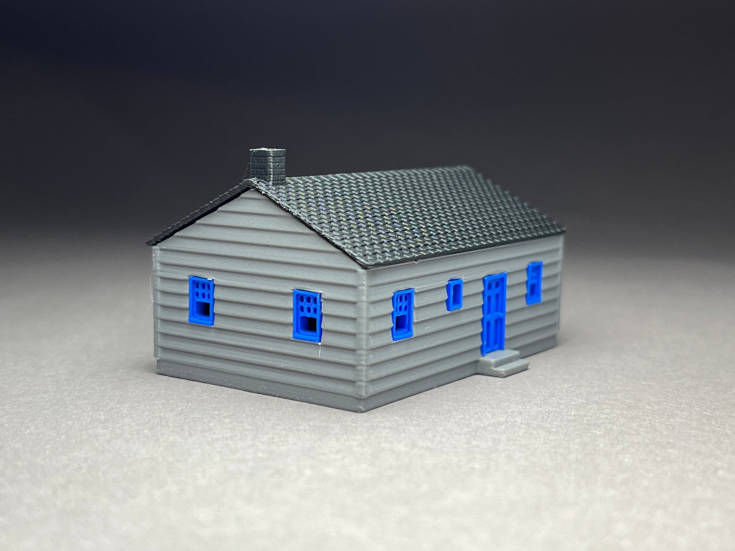 N Scale printed in COLOR! Crackerbox House with awning. Requires assembly. NOT a toy!