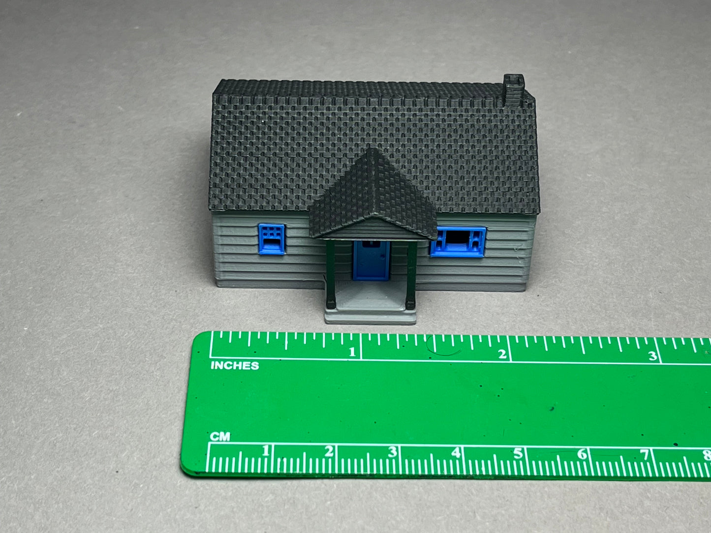 N Scale printed in COLOR! Crackerbox House with awning. Requires assembly. NOT a toy!
