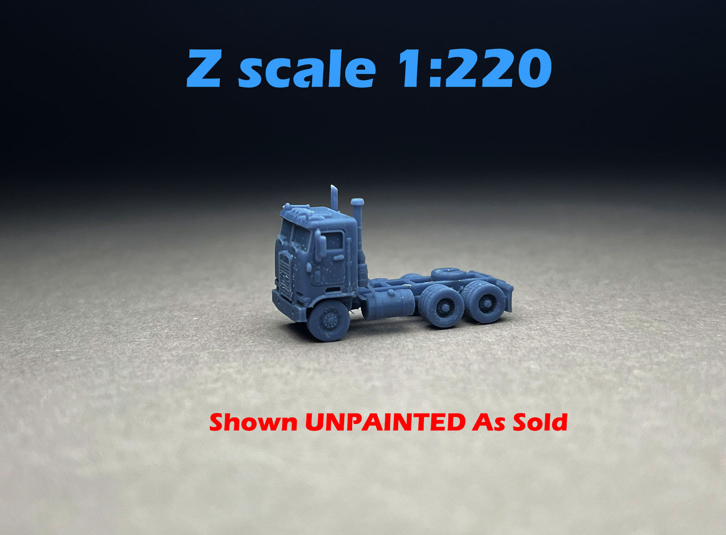 Z Scale (1:220) UNPAINTED One (1) American K100 Semi Truck - NOT a toy!