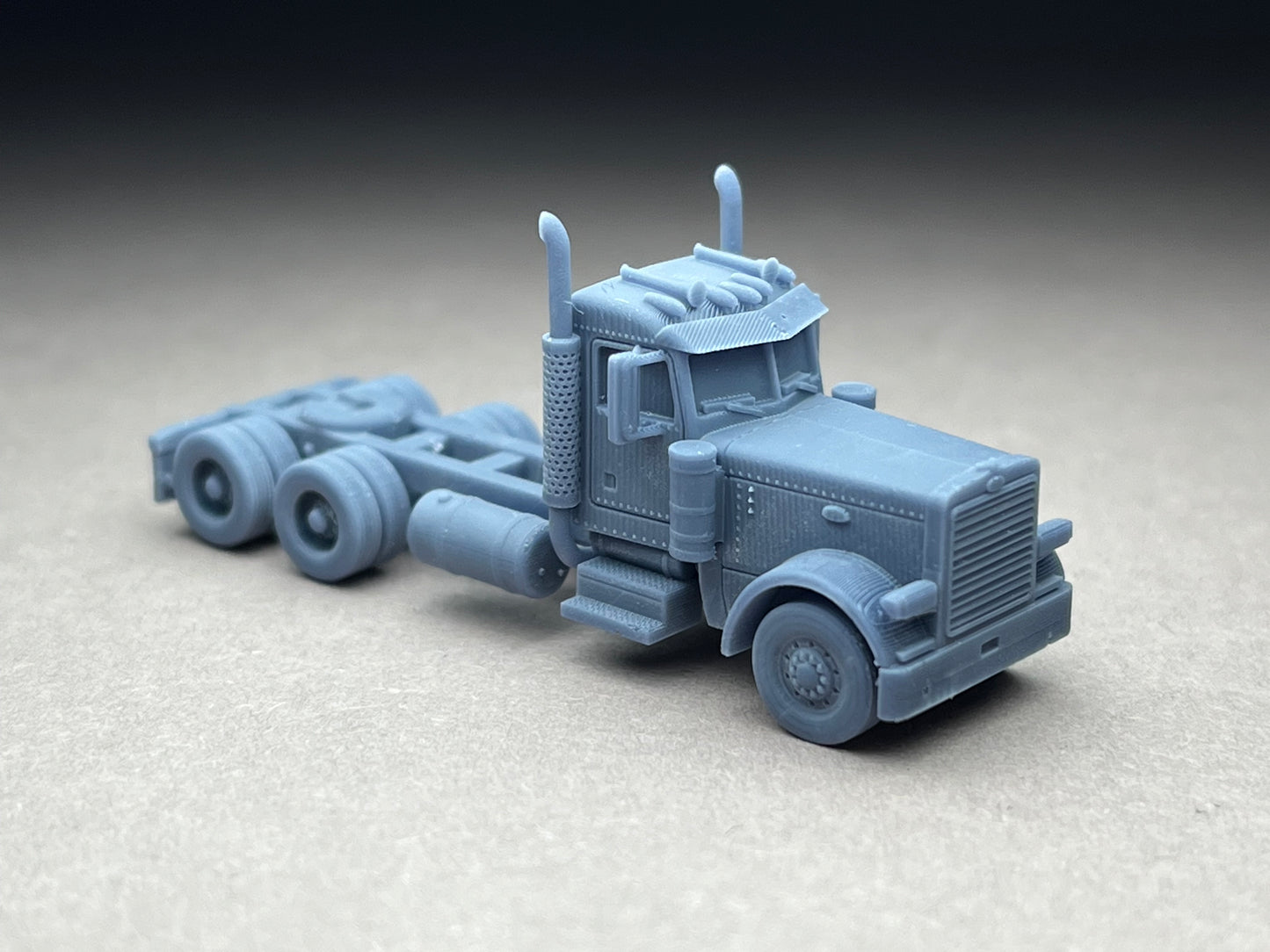 UNPAINTED N Scale (1:160 or 12mm) p379, Long nose, Daycab, Wheelbase 220, factory stacks - NOT a toy!