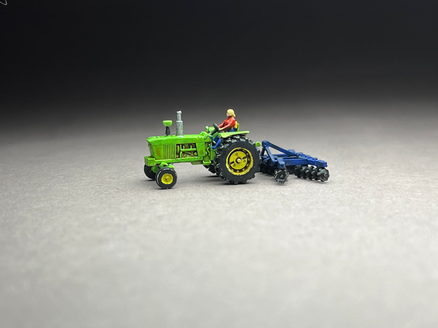 Z Scale (1:220) UNPAINTED One (1) 4020 Tractor with Harrow - NOT a toy!