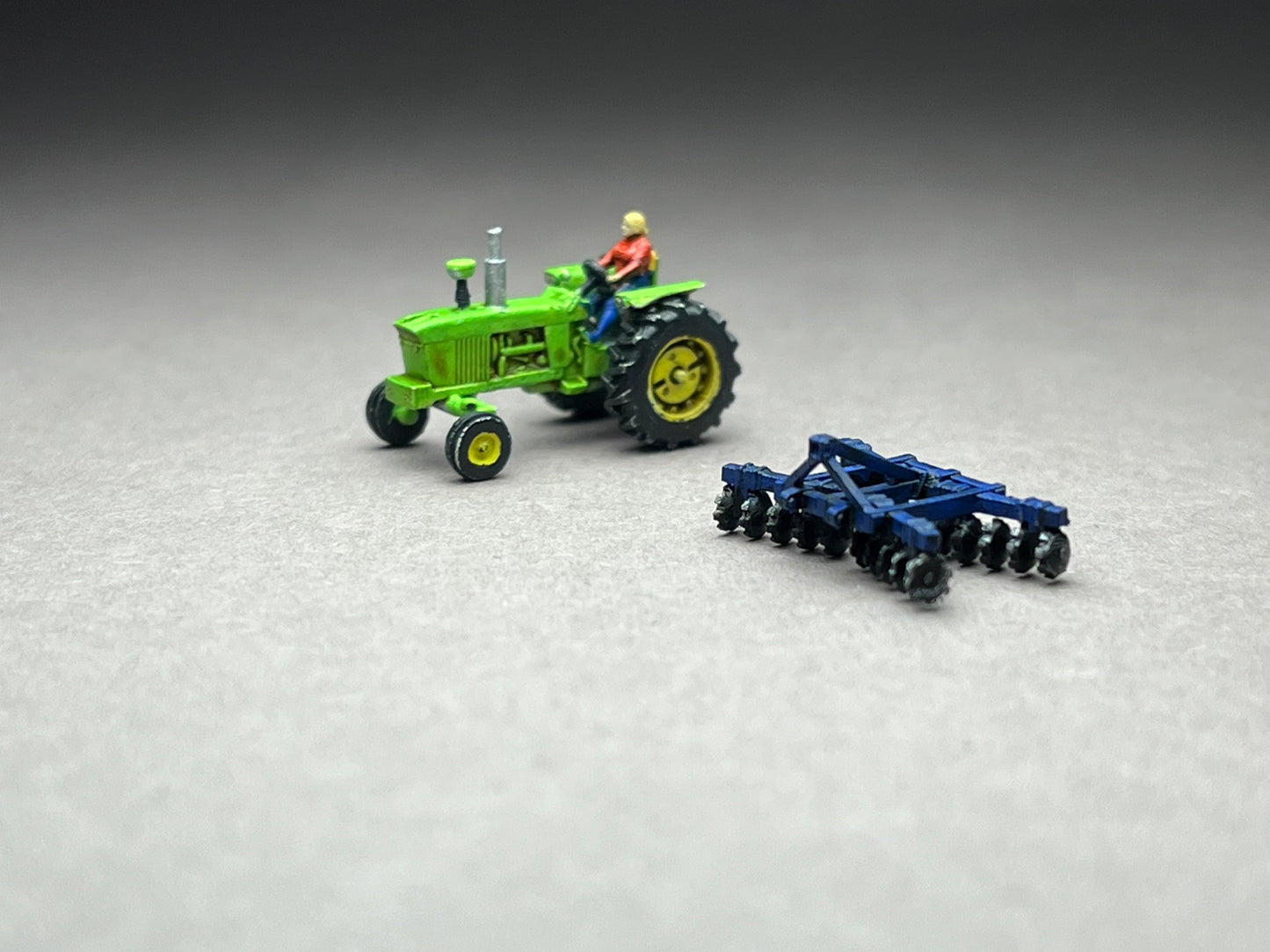 Z Scale (1:220) UNPAINTED One (1) 4020 Tractor with Harrow - NOT a toy!