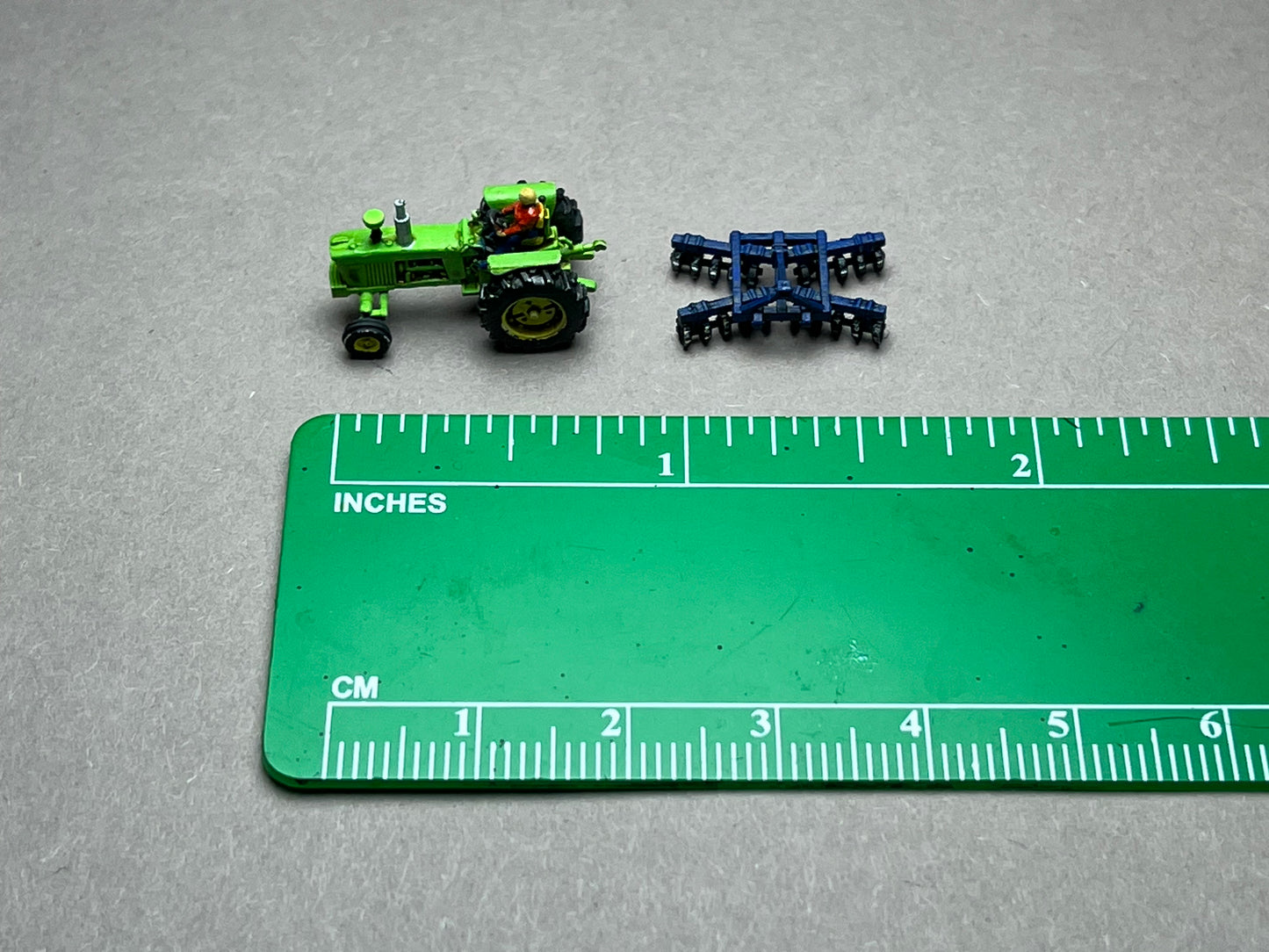 Z Scale (1:220) UNPAINTED One (1) 4020 Tractor with Harrow - NOT a toy!