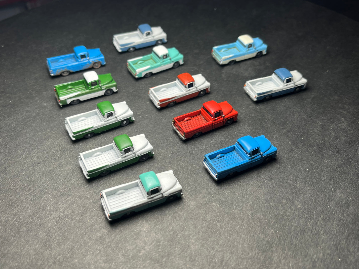 PAINTED N Scale (1:160 or 12mm) Sweptside Classic Pickup Truck - contact us for color and more detailed photos