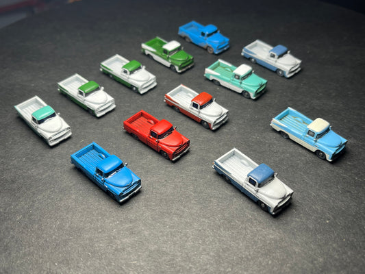 PAINTED N Scale (1:160 or 12mm) Sweptside Classic Pickup Truck - contact us for color and more detailed photos