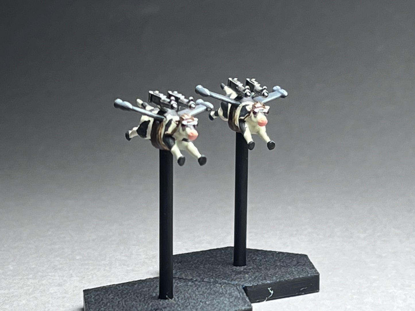 AirCow LAM (Land Air Moo) - Flight of three (x3) with stands included, Economy Class Air Dominance, UNPAINTED, NOT a toy!
