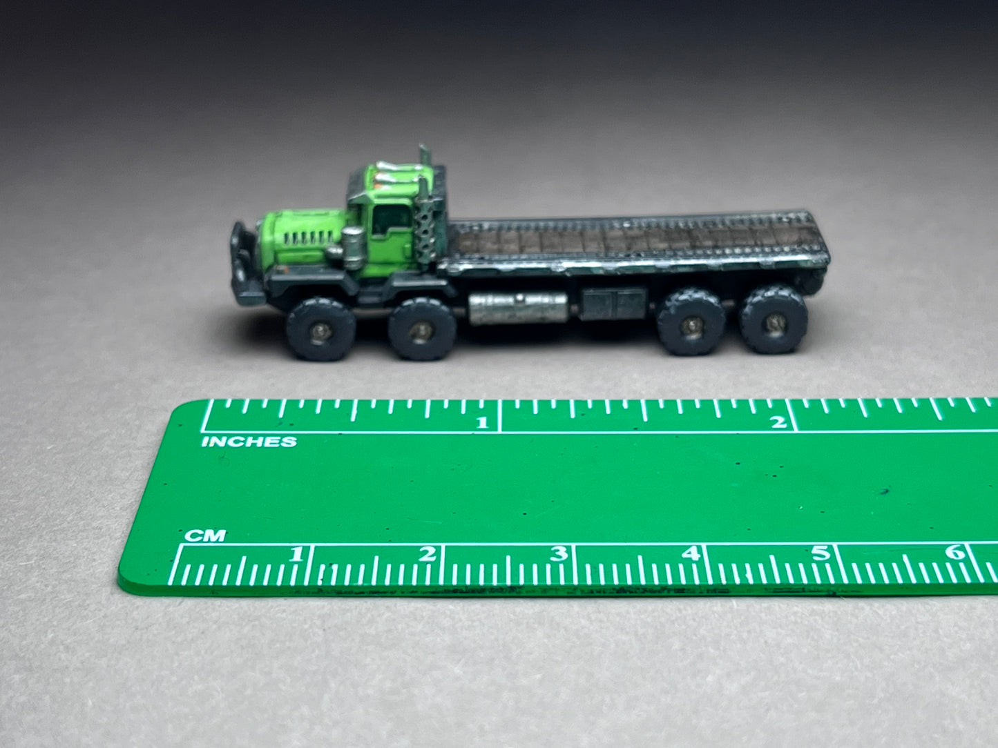 6-8mm scale - KENNY Long Flatbed (Long Frame) - Industrial heavy hauler utility truck. 2 x 1/2 inch, UNPAINTED, NOT toy!
