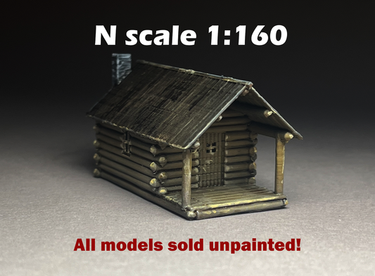UNPAINTED N Scale - log cabin wildernes getaway! PLA printed!