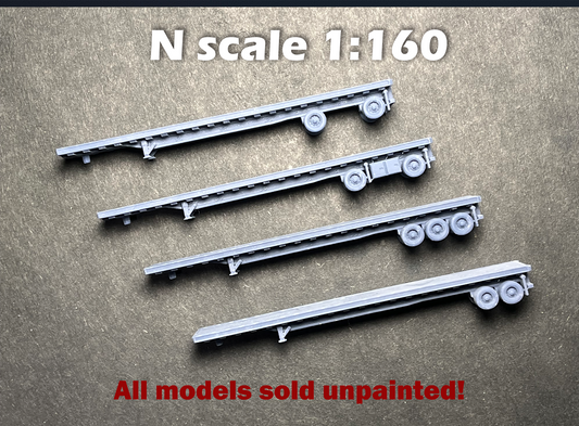 UNPAINTED N Scale (1:160 or 12mm) 53 foot Flatbed Trailer (trailer only) - NOT A TOY