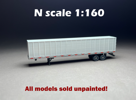UNPAINTED N Scale (1:160 or 12mm) One (1) 53 foot RoadMax Box Trailer with deployed/transit landing gear - NOT A TOY