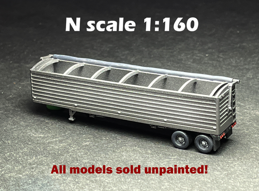 N Scale (1:160) - One (1) 40 foot Open Top Grain Trailer in transit (trailer only, no truck!) - UNPAINTED, this is NOT a toy!