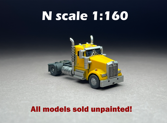 UNPAINTED N Scale (1:160 or 12mm)  American W900 LTL "Less Than Load" City Semi  - NOT A TOY