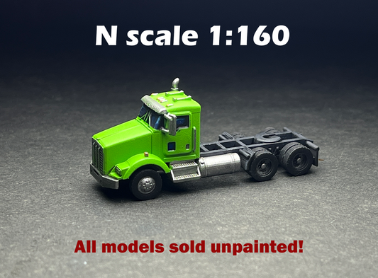 N Scale (1:160 or 12mm) UNPAINTED - T800, Twin axle Semi - NOT a toy!