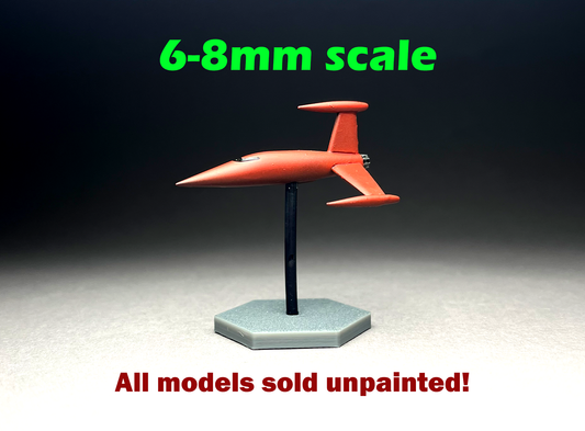 6-8mm scale - Retro Rocket ZX, 40mm length, UNPAINTED, This is NOT a toy!