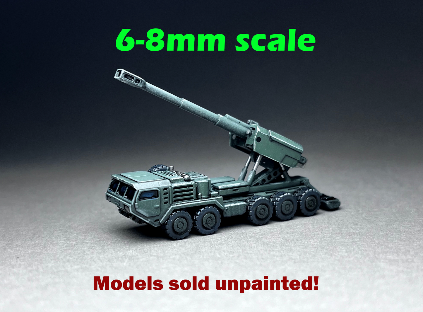 6-8mm scale - One (1) Heavy Tactical Truck - LR Artillery - UNPAINTED, This is NOT a toy!