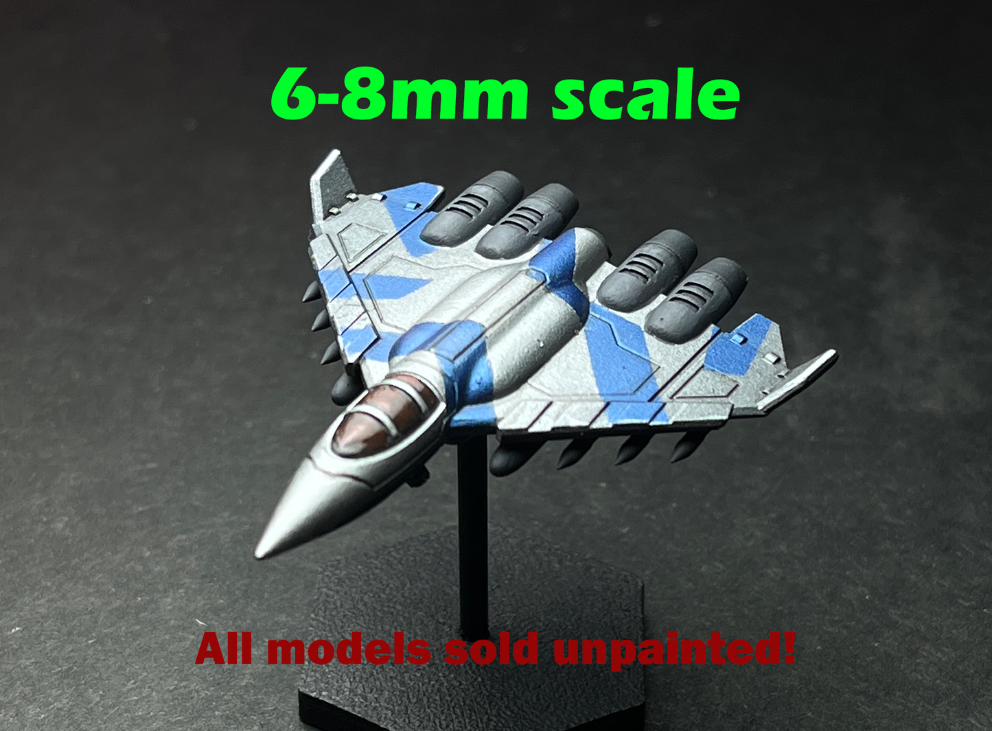 6-8mm scale - Tengu Medium VTOL Interceptor. Base and stand included!- UNPAINTED, NOT a toy!