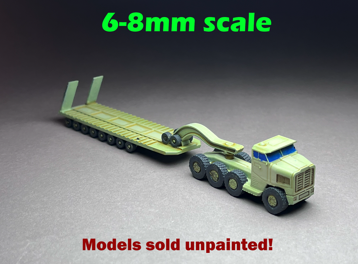 6-8mm scale - TEXAN - Heavy Equipment Transport - large 110mm or 4.25 inches long vehicle!- UNPAINTED, This is NOT a toy!