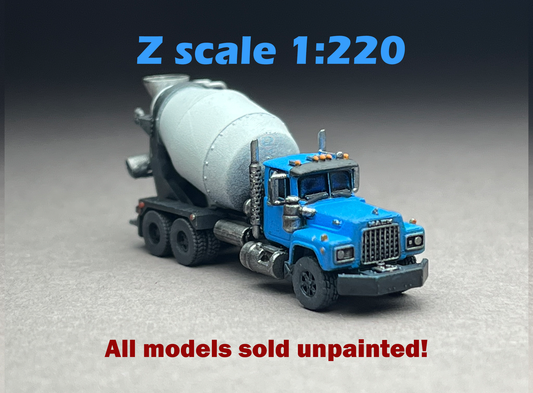 Z Scale (1:220) UNPAINTED One (1) American Bulldog Cement Mixer - NOT a toy!