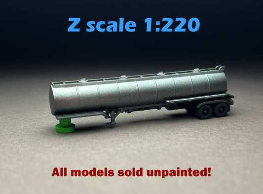 Z Scale (1:220) UNPAINTED One (1) Tanker Trailer - NOT a toy!