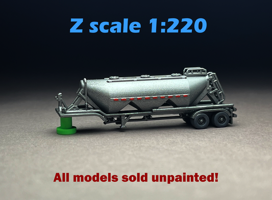Z Scale (1:220) UNPAINTED One (1) Pneumatic Trailer - NOT a toy!