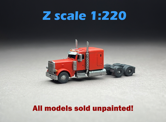 Z Scale (1:220) UNPAINTED p379, Long nose, Flattop sleeper, 265 wheelbase, straight stacks - NOT a toy!
