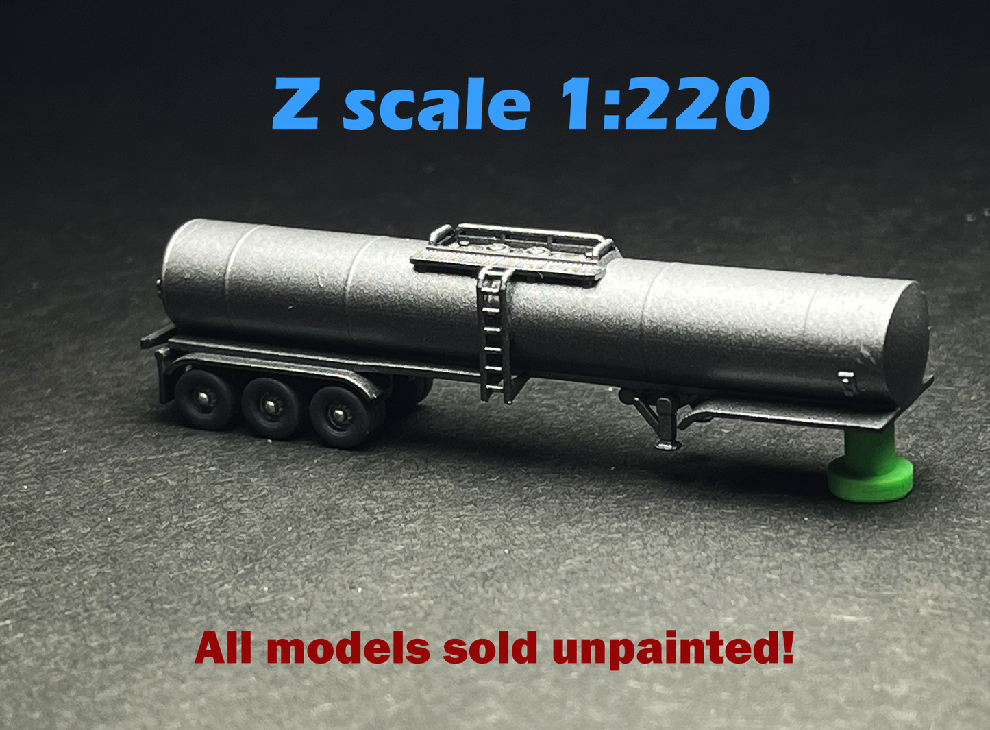 Z Scale (1:220) UNPAINTED One (1) 3A Sanitary Tanker Trailer - NOT a toy!