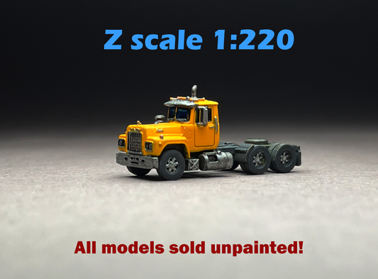 Z Scale (1:220) UNPAINTED One (1) American Bullkdog R-series Semi Truck - NOT a toy!