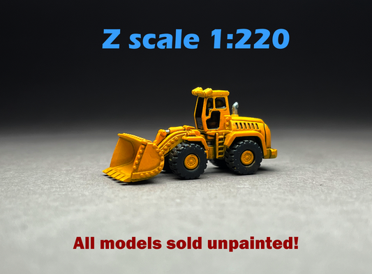 Z Scale (1:220) UNPAINTED One (1) Front Loader - NOT a toy!