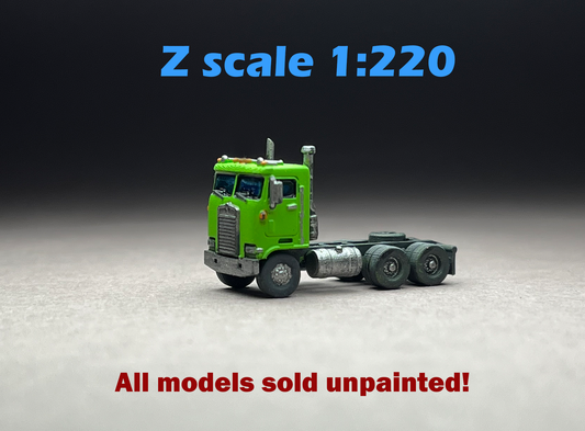 Z Scale (1:220) UNPAINTED One (1) American K100 Semi Truck - NOT a toy!