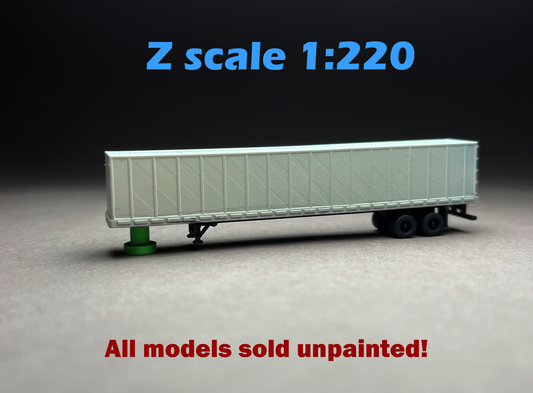 Z Scale (1:220) UNPAINTED One (1) Box Semi Trailer 53' RoadMAX (truck sold separately) - NOT a toy!