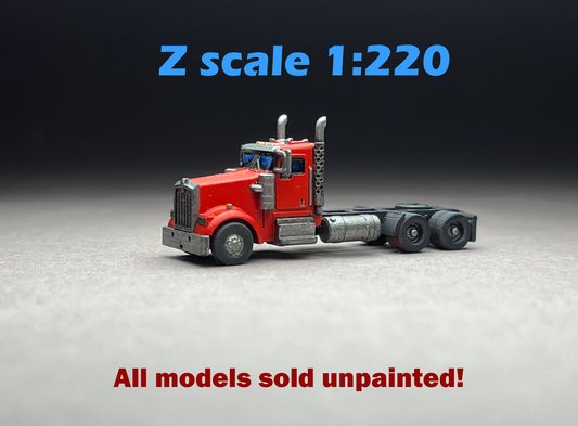 Z Scale (1:220) UNPAINTED One (1) American W900 Semi Truck - NOT a toy!